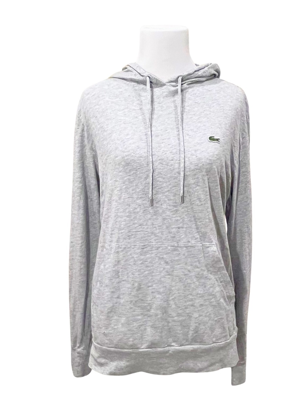 Lacoste Women’s Size L Heather Gray Lightweight Jersey Hoodie Sweatshirt